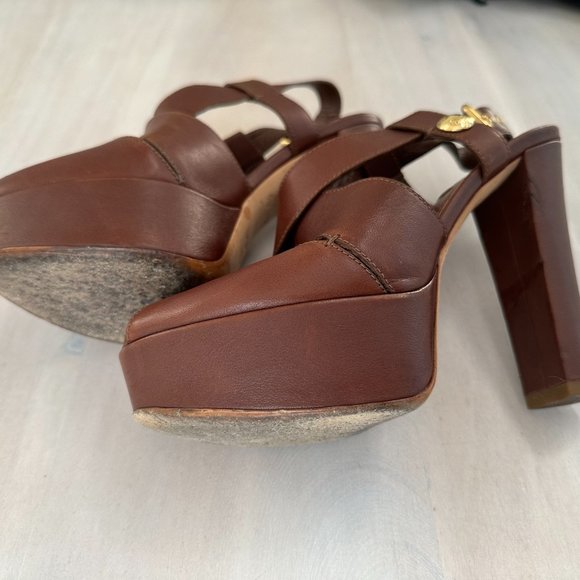 RARE Louis Vuitton High Heel Sandals in Cognac leather  Size  38 - Picture 10 of 14